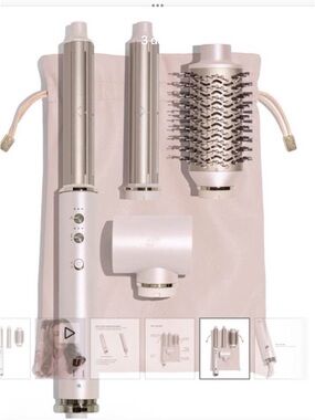 T3 5‑in‑1 Styling Wand Set in Pale Pink and Champagne.      C